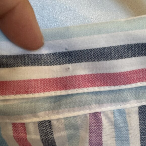 NWOT Woman Within 4xl Button Down Blouse White w/ Multi-Color Stripes Workwear - Picture 5 of 7